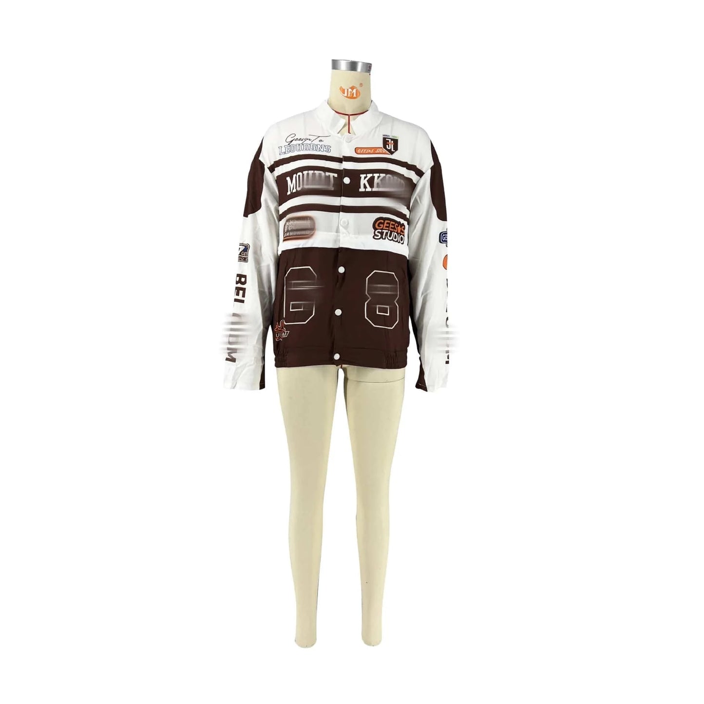 Drop Shipping 1pcs Women Baseball Jacket Wholesale Fall 2024 Patchwork Letter Print Plus Size Long Sleeve Women Crop Top Jacket