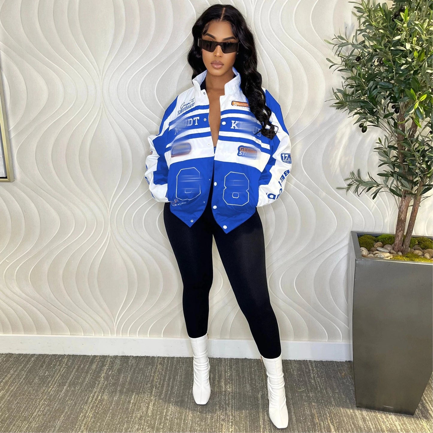 Drop Shipping 1pcs Women Baseball Jacket Wholesale Fall 2024 Patchwork Letter Print Plus Size Long Sleeve Women Crop Top Jacket