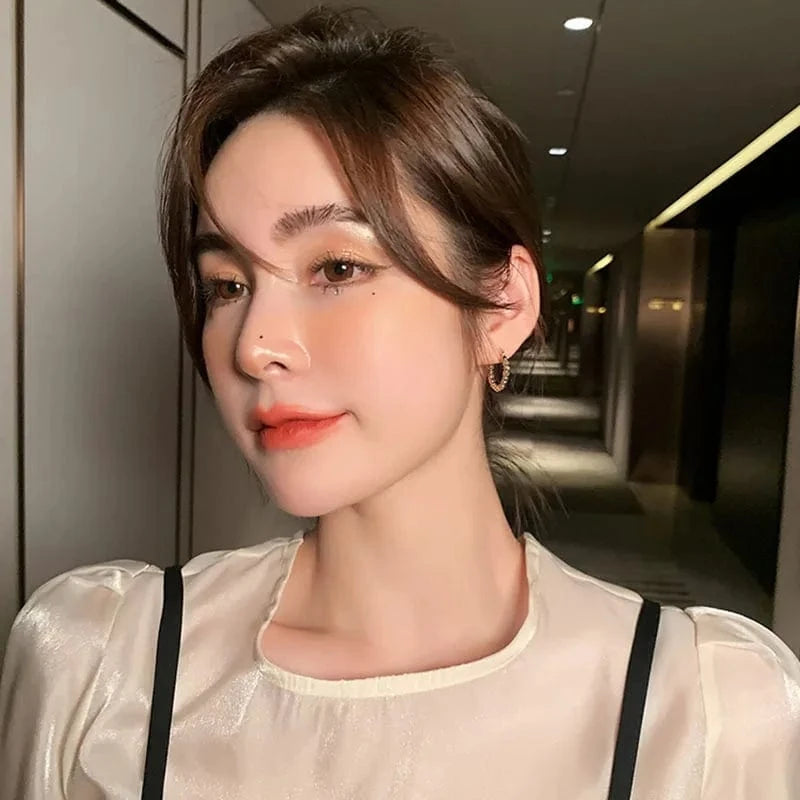 Drop shopping gold bean trendy gold filled fashion jewelry earrings female 18K Gold Plated tiny Hoop Earrings