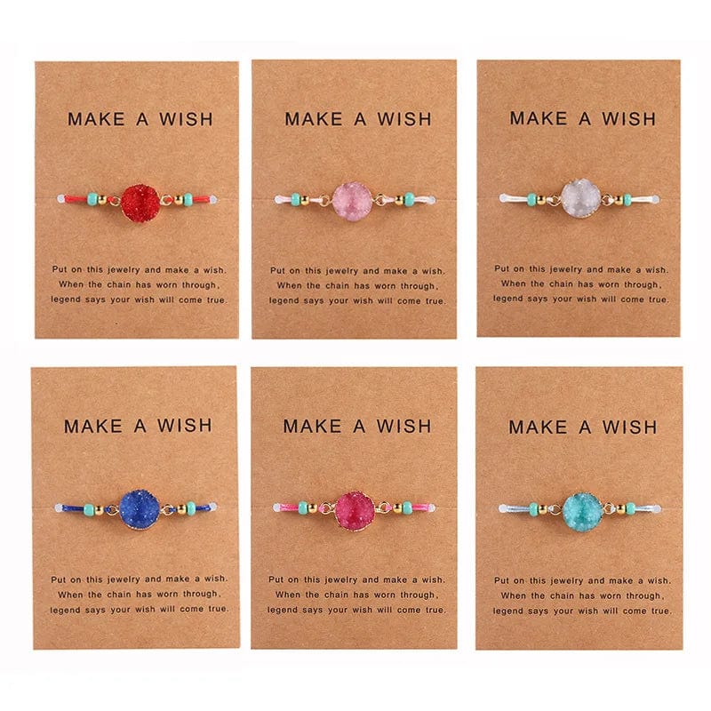 Drop shopping Upgrade Friendship Bracelet Women Make A Wish Crystal Natural Stone Quartz Paper Card Bracelet