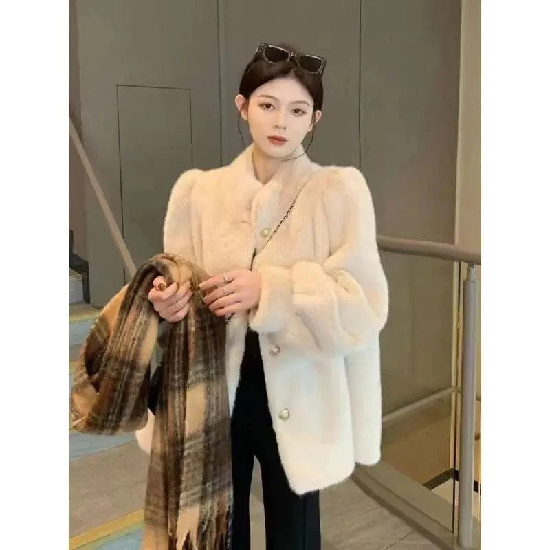 Dropshipping 2024 winter women clothing women Faux Mink Fur Trench Cozy Coat With Lapel For women Winter Outwear