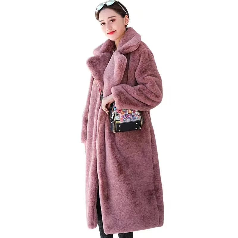 Dropshipping 2024 winter women clothing women Faux Mink Fur Trench Cozy Coat With Lapel For women Winter Outwear