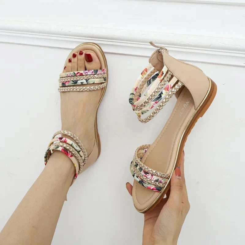 Dropshipping Custom Logo 2024 New Ladies Fashion Flat Roman Sandals Casual Summer Holiday Travel Beach Shoes