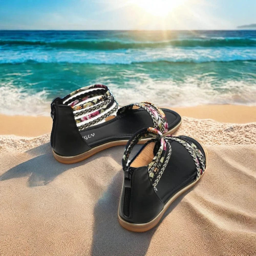 Dropshipping Custom Logo 2024 New Ladies Fashion Flat Roman Sandals Casual Summer Holiday Travel Beach Shoes