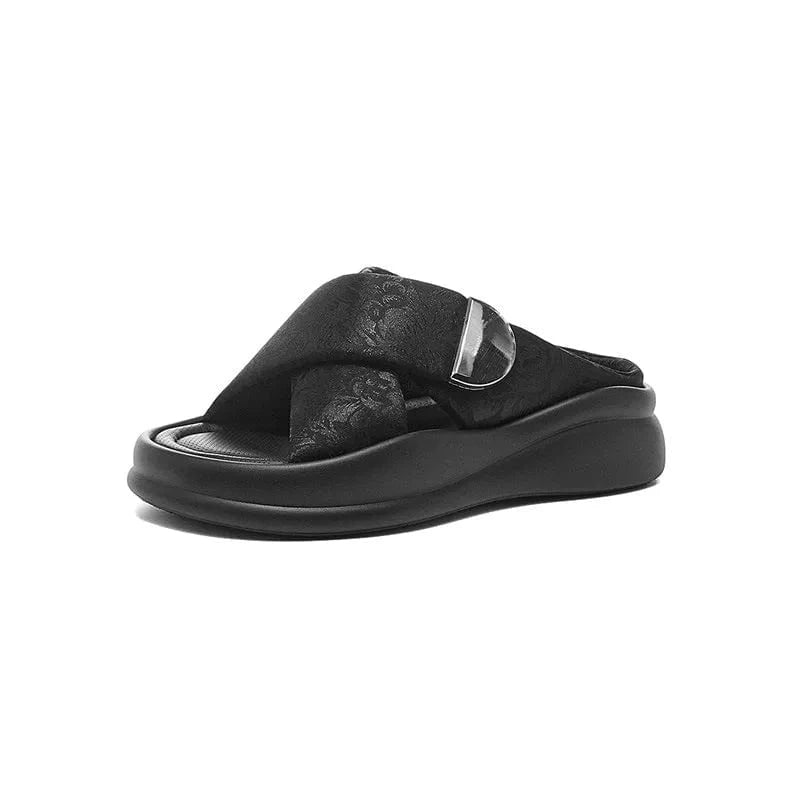 Dropshipping Custom Logo 2024 New Trend Cross-Flop Thick-Soled Beach Sandals for Women Open Toe Anti-Slip Casual Slippers