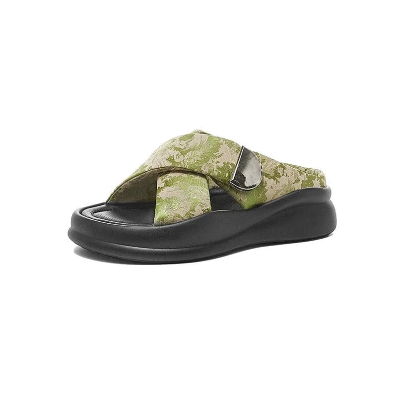 Dropshipping Custom Logo 2024 New Trend Cross-Flop Thick-Soled Beach Sandals for Women Open Toe Anti-Slip Casual Slippers