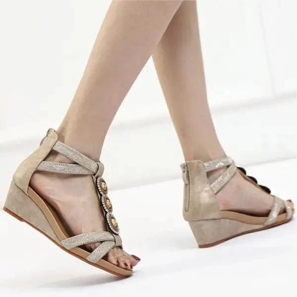 Dropshipping Custom Logo 2024 New Wedge Sandals Roman Style Casual Platform with Height Increasing Breathable and Anti-Slippery
