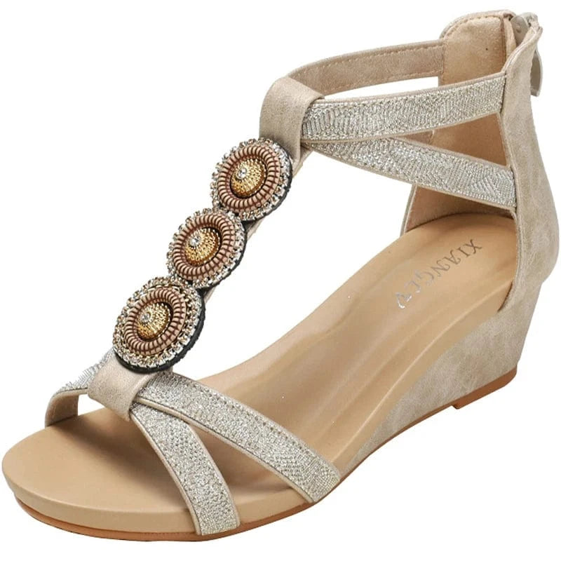 Dropshipping Custom Logo 2024 New Wedge Sandals Roman Style Casual Platform with Height Increasing Breathable and Anti-Slippery