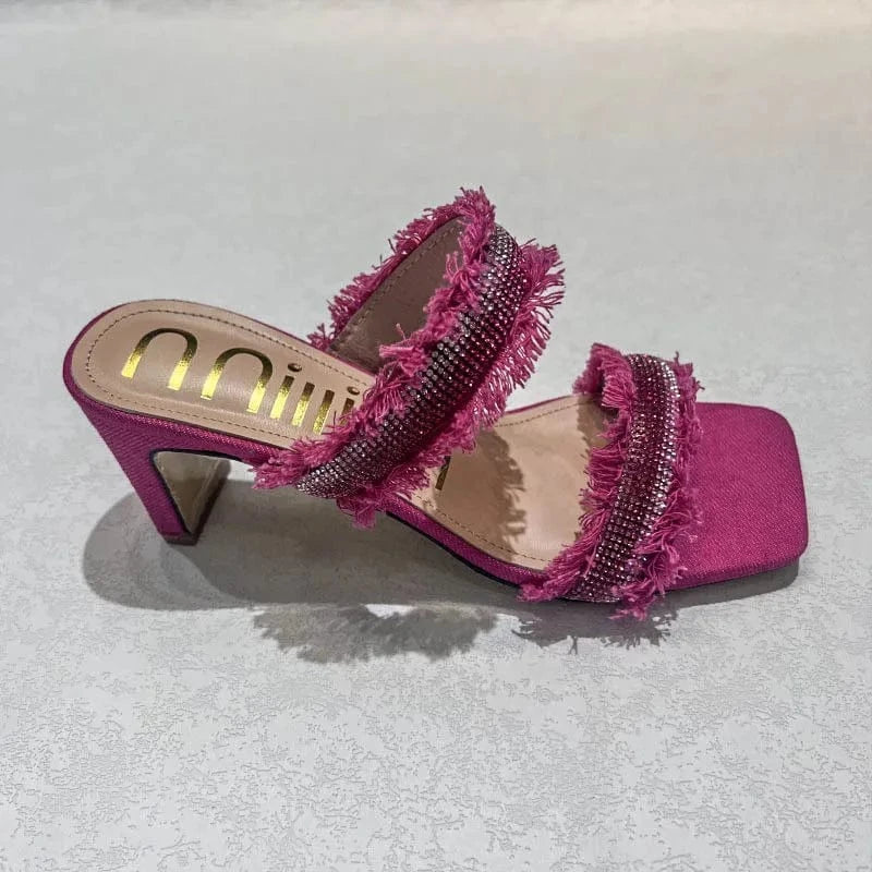 Dropshipping Custom Logo Fashion Rhinestone Women's Summer High Heels Sandals Sexy Ladies Party Shoes