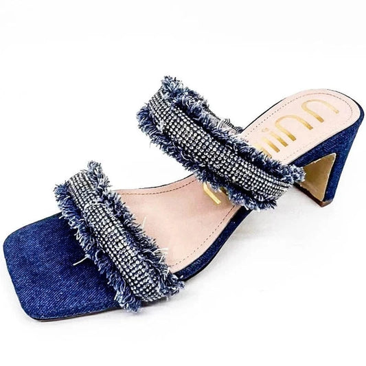 Dropshipping Custom Logo Fashion Rhinestone Women's Summer High Heels Sandals Sexy Ladies Party Shoes