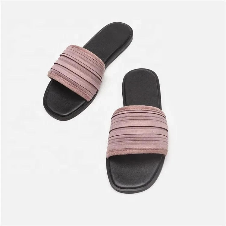 Dropshipping Custom Logo New Fashion Pink Flat Slippers Women Shoes Beach Sandals for Ladies