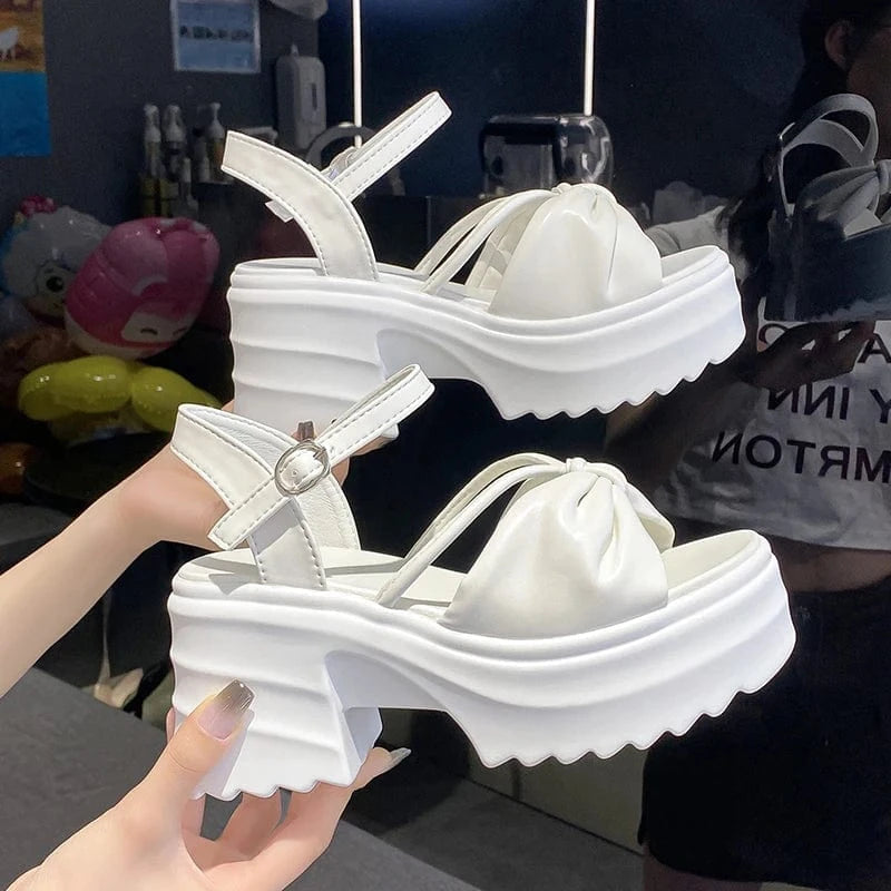 Dropshipping Custom Logo Pink Bow-knot Fashion Comfortable Women's Wedges Sandals Height Increasing Shoes Girls Sandals