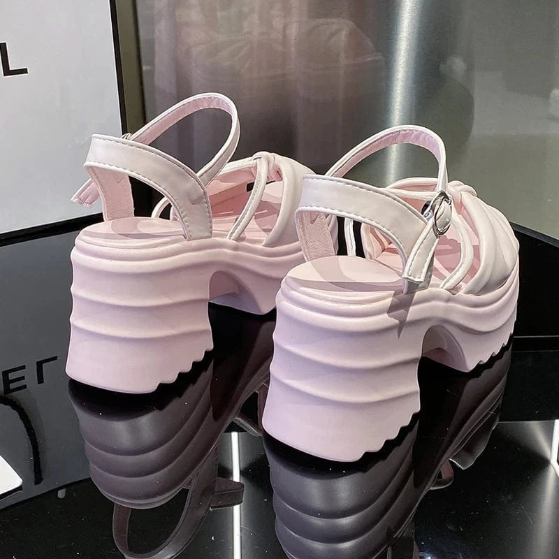 Dropshipping Custom Logo Pink Bow-knot Fashion Comfortable Women's Wedges Sandals Height Increasing Shoes Girls Sandals