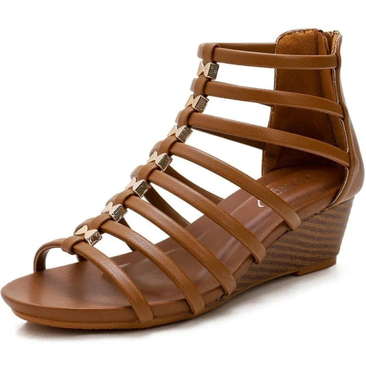 Dropshipping Custom Logo Retro Hollow Rome Sandals Comfortable Open Toe Heel Fashion Platform Design Wedges Sandals for Women