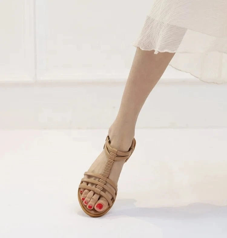 Dropshipping Custom Logo Retro Style Roman Sandals Bohemian Comfortable Flat Travel Beach Sandals for Women