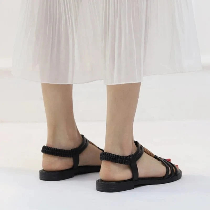 Dropshipping Custom Logo Retro Style Roman Sandals Bohemian Comfortable Flat Travel Beach Sandals for Women