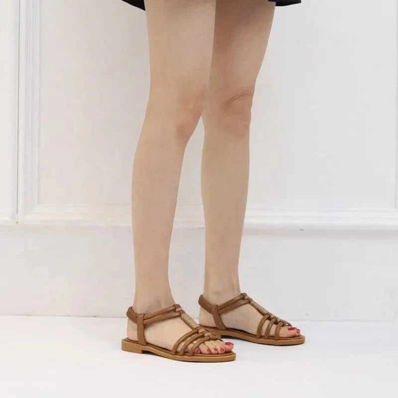 Dropshipping Custom Logo Retro Style Roman Sandals Bohemian Comfortable Flat Travel Beach Sandals for Women