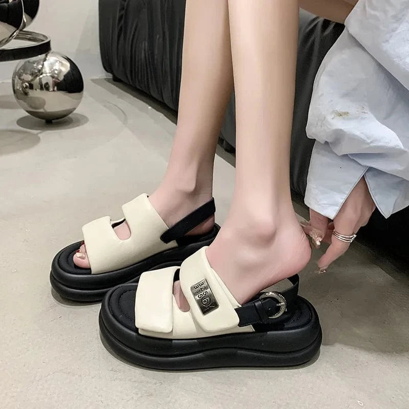 Dropshipping Custom Logo Women Flat Sandals Comfortable 2024 Walking Style Casual Ladies Wedges Sandals