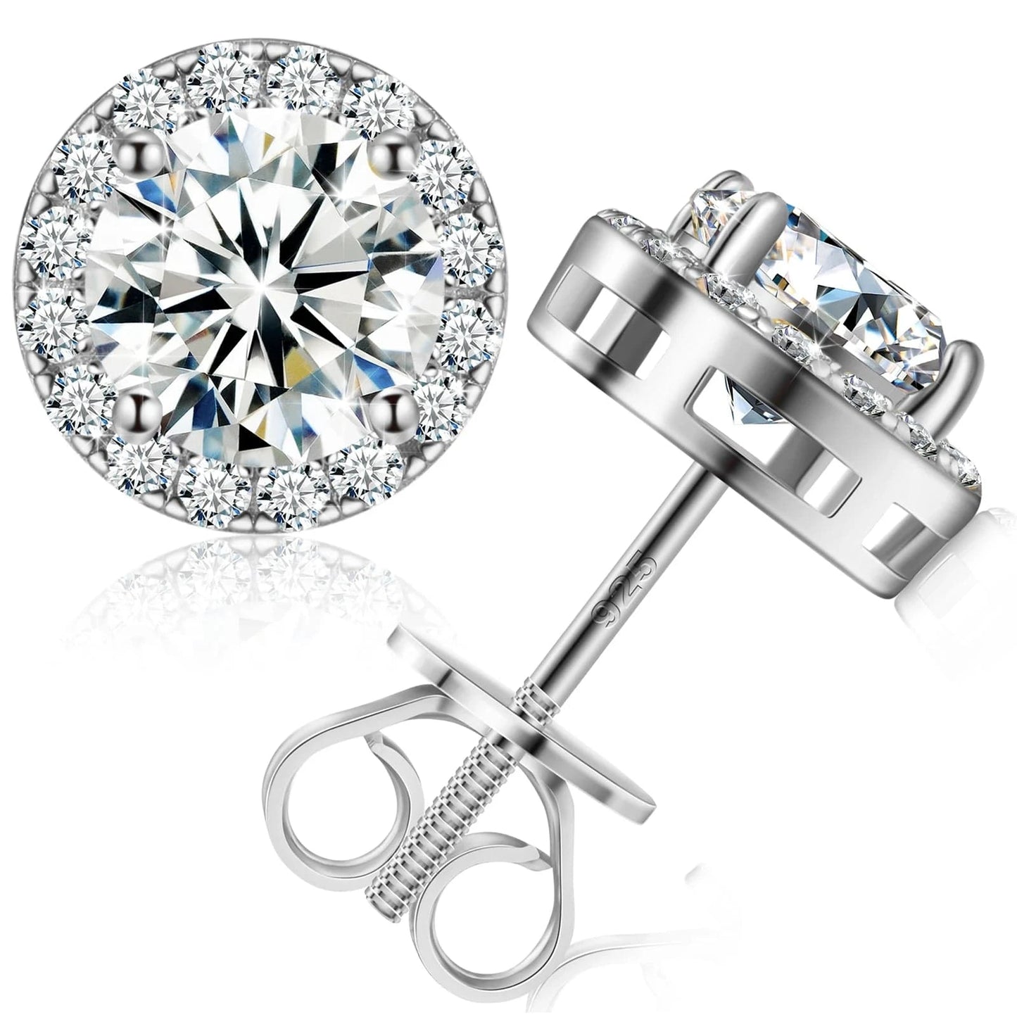 Dropshipping Luxury Fine Jewelry Fashion Mens 3mm-10mm Iced Out Gold Plated 925 Silver VVS Moissanite Diamond Halo Stud Earrings