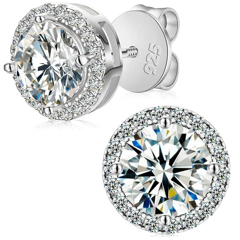 Dropshipping Luxury Fine Jewelry Fashion Mens 3mm-10mm Iced Out Gold Plated 925 Silver VVS Moissanite Diamond Halo Stud Earrings