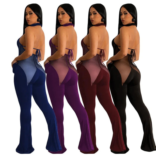 Dropshipping Products 2023 Sexy Mesh Jumpsuit Women Clothing Backless One Piece Romper&Jumpsuits for Women