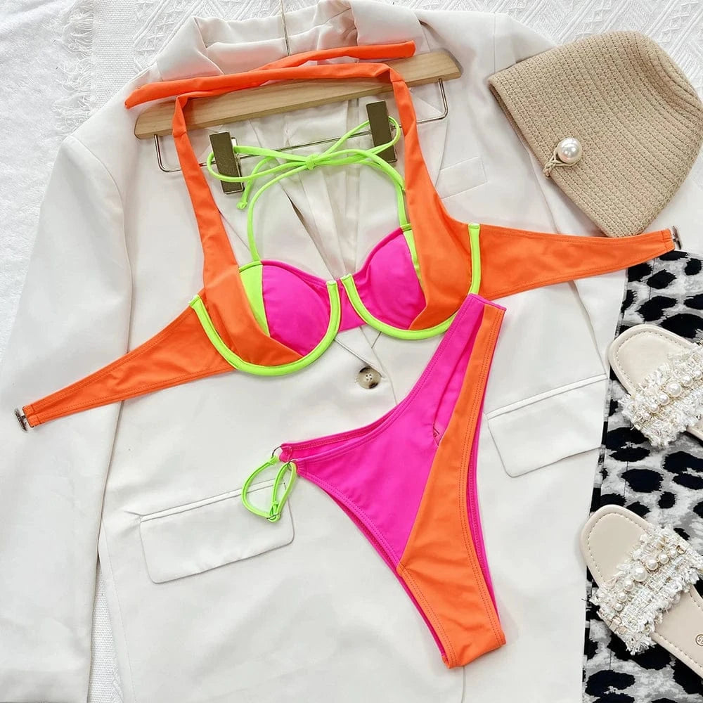 Dropshipping products 2024 Clothes Hot Sale Swimwear Women Push Up Underwire Bikini Patchwork Bikinis Brazilian Bathing Suits