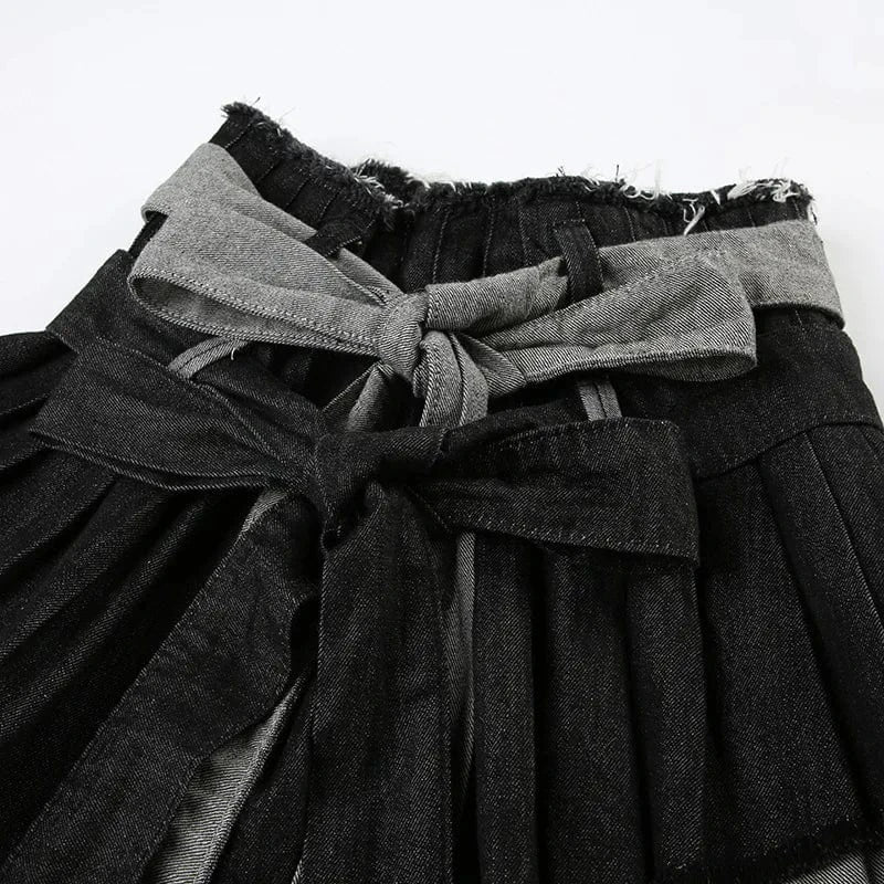 Dropshipping summer boutique 2024 fashion girls mini denim jeans pleated women's skirts