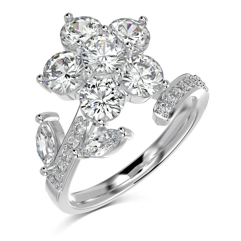 Dylam High Quality Classic Design Elegant Sweet 5A Cubic Zircons Pink Flower Ring S925 Sterling Silver Rings Jewelry Women