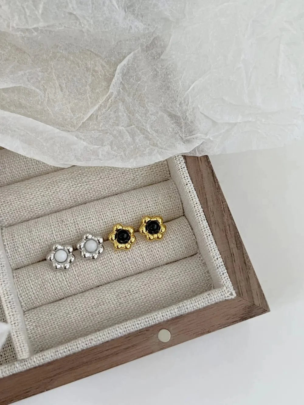 Dylam Oem Odm Trendy Fast Shipping Flower Shape 925 Sterling Silver Stud Earring 18K Gold Plated Studs Earrings Jewelry Women