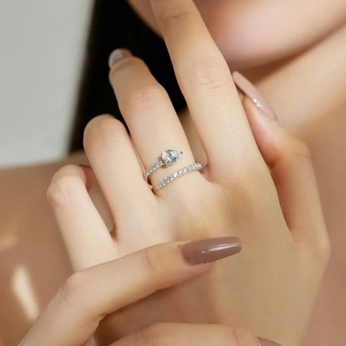 Dylam Original Design S925 Sterling Silver Pear Waterdrop Ring For Women Ins Style Cz Zirconia Wedding Diamond Rings For Women
