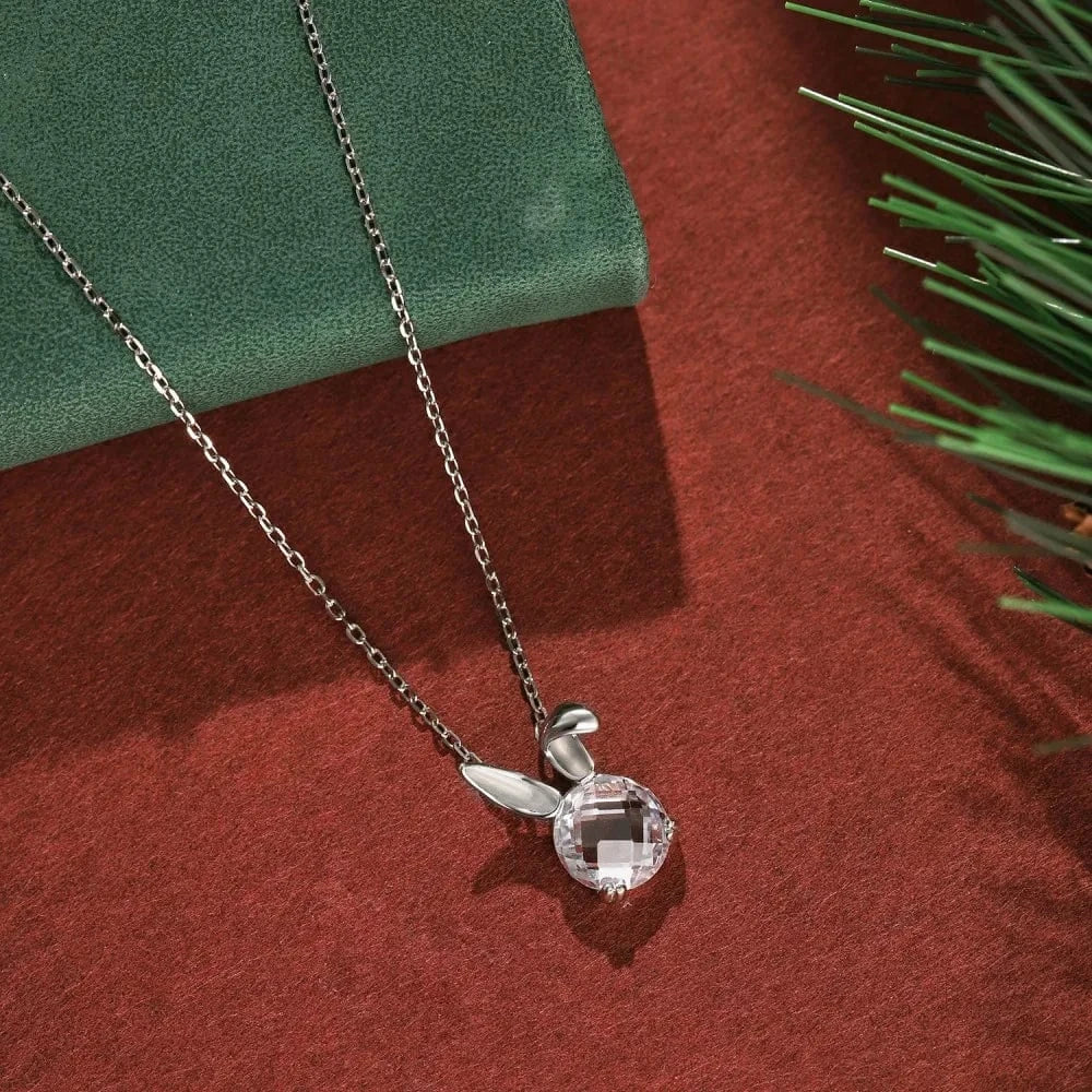 Dylam Stylish Design Fine Jewelry S925 Silver 18K Gold Plated Link Chain Zodiac Rabbit Crystal Pendant Necklace