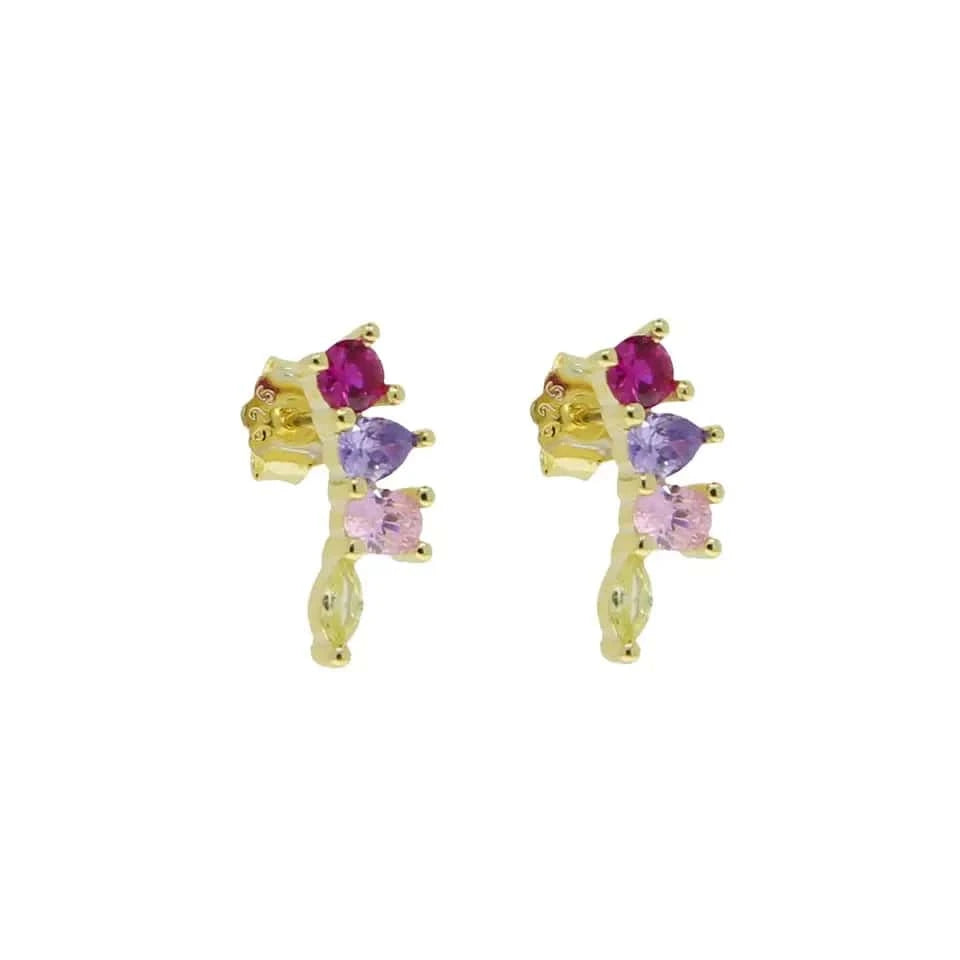 E1081 100% 925 Sterling Silver Multi Piercing Earring Minimal Delicate Gold Plated Butterfly Flower Mini Hoop Fine Silver Jewelry