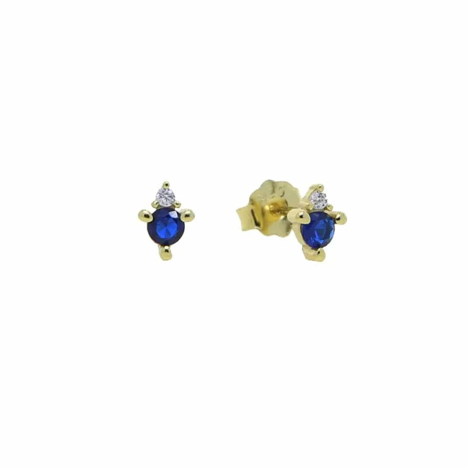 E1122-Dark Blue 100% 925 Sterling Silver Multi Piercing Earring Minimal Delicate Gold Plated Butterfly Flower Mini Hoop Fine Silver Jewelry