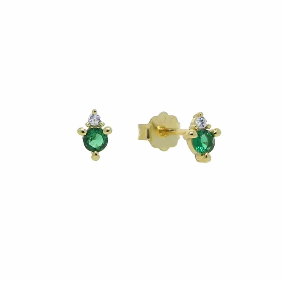 E1122-Green 100% 925 Sterling Silver Multi Piercing Earring Minimal Delicate Gold Plated Butterfly Flower Mini Hoop Fine Silver Jewelry
