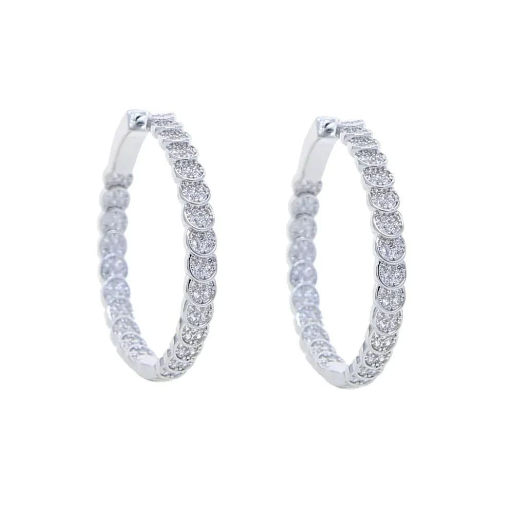 E1133-P-35MM earring Sparking Clear Cubic Zirconia CZ Paved For Women Gold Plated Moon Shaped Geometric Classic Fashion Choker Necklace