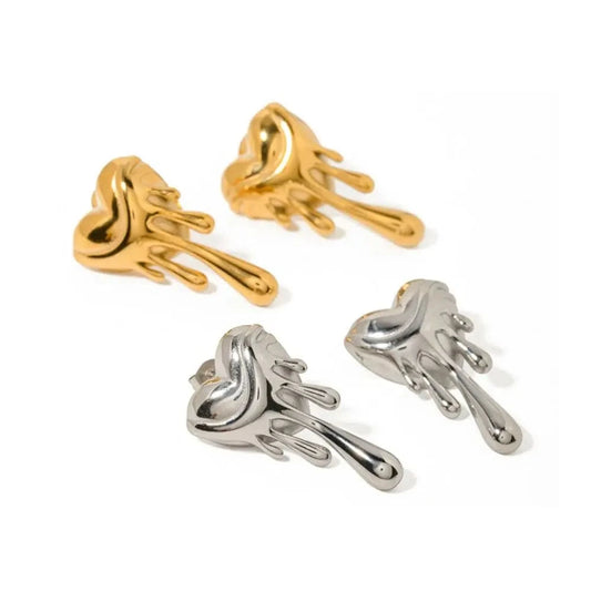 E1908 Luxury Handmade Earrings Women 18K Gold Plated Heart Lava Irregular Stud Earrings For Women