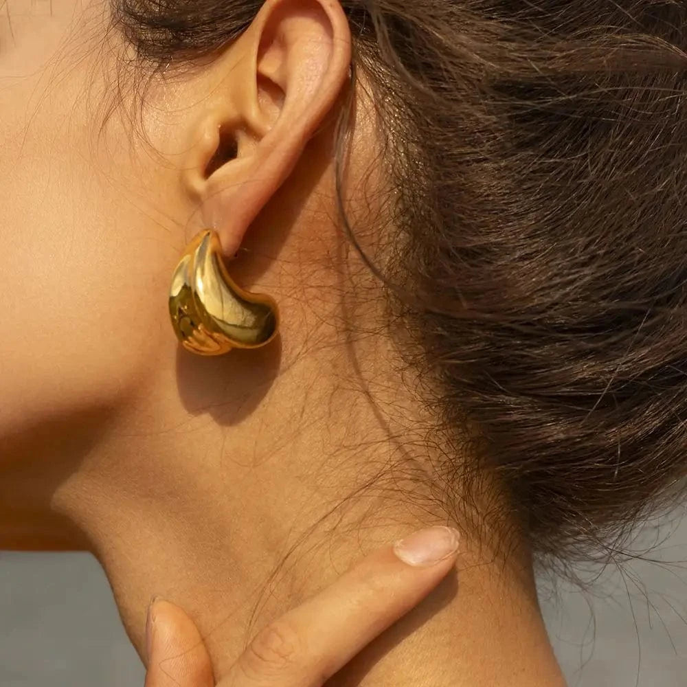 E1932 18k gold plated stainless steel waterproof designer popular brands fashion earrings 2023