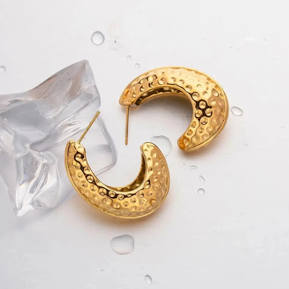E1984 Hollow Water Drop Earring 18K PVD Gold Silver Plated Stainless Steel Lava Irregular Teardrop Earring For Women