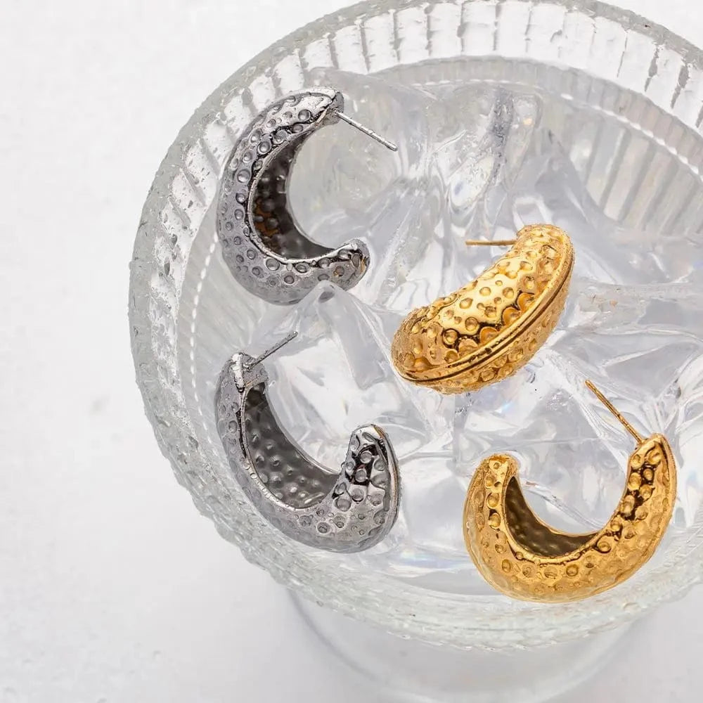 E1984 Hollow Water Drop Earring 18K PVD Gold Silver Plated Stainless Steel Lava Irregular Teardrop Earring For Women