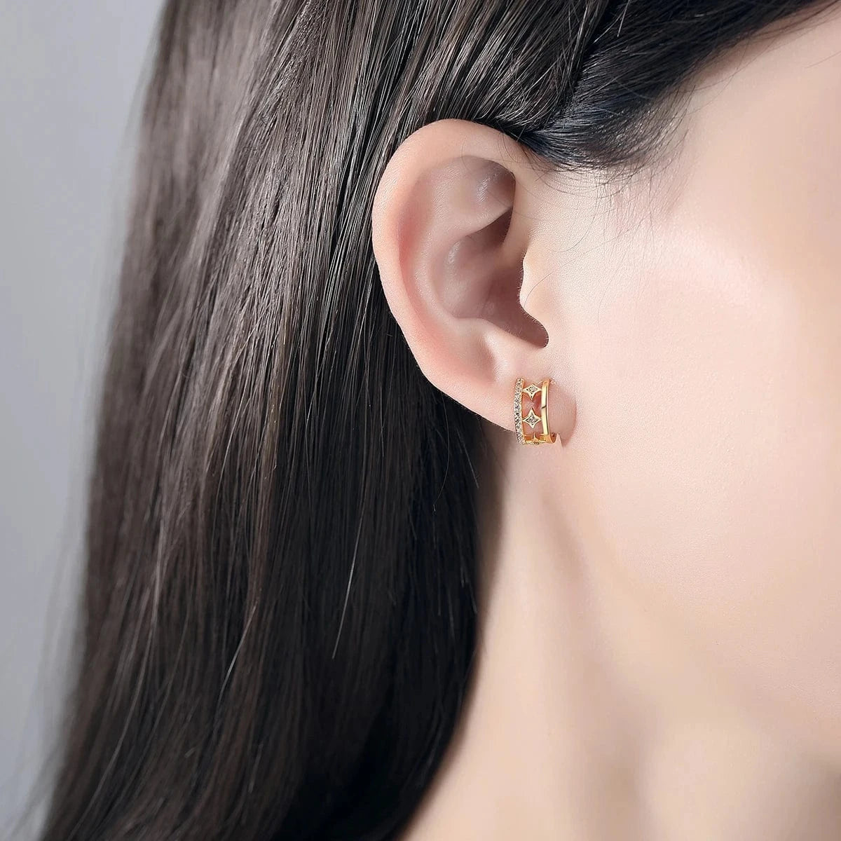 E20121216 LUOTEEMI Cowgirl Fashion Jewellery Plated Woman Diamond Lady Earing Jewelry New Gold Hoop 18K Cartilage Earrings