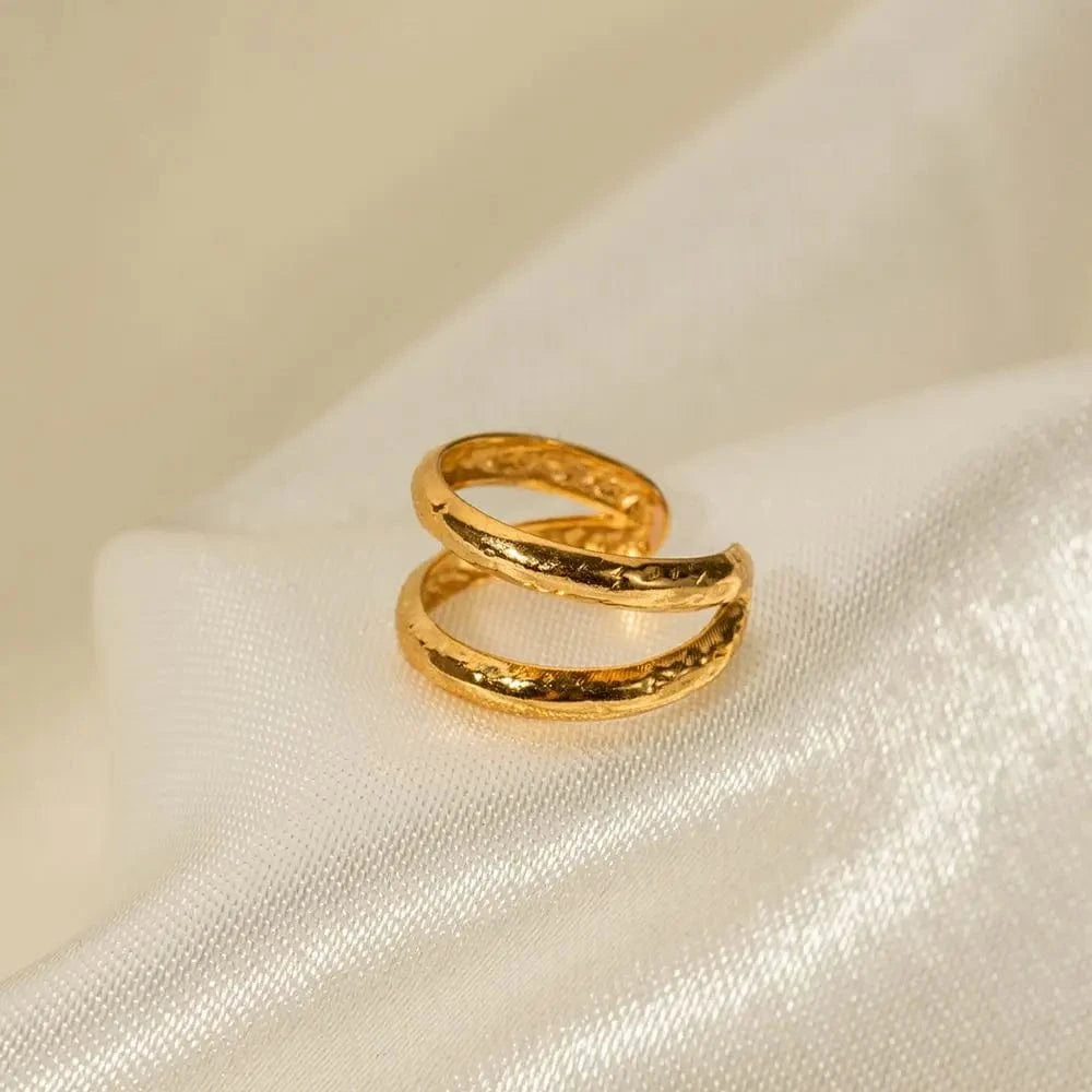 E2043 E2043 Simple Stainless Steel 18K Gold Plate Cuff Earrings Jewelry For Women Double Layer Ear Cuff