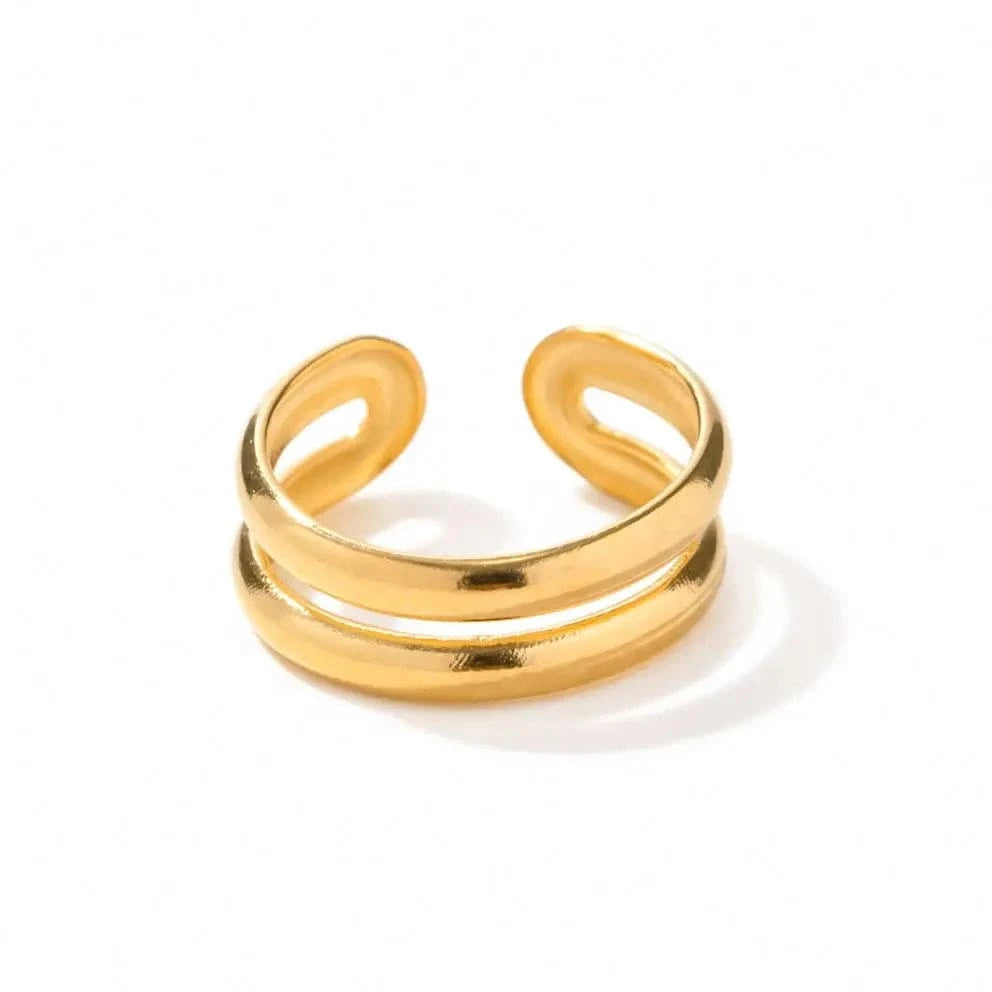 E2043 E2043 Simple Stainless Steel 18K Gold Plate Cuff Earrings Jewelry For Women Double Layer Ear Cuff