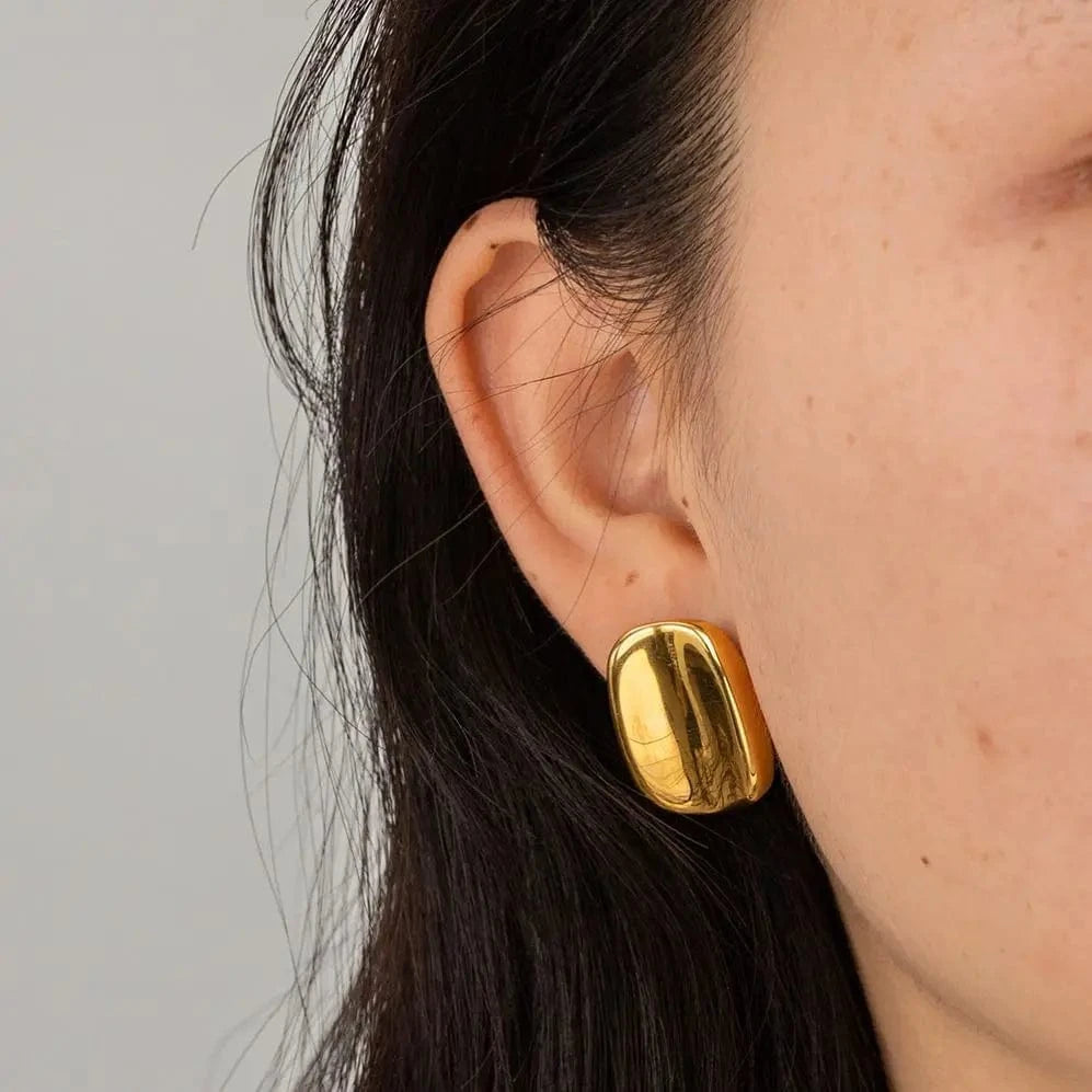 E2090 Cubic Square Stud Earring Big Geometric Frosted 18k PVD Gold Plated Stainless Steel Wholesale Earring For Women