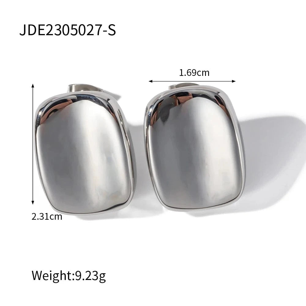 E2090 Cubic Square Stud Earring Big Geometric Frosted 18k PVD Gold Plated Stainless Steel Wholesale Earring For Women