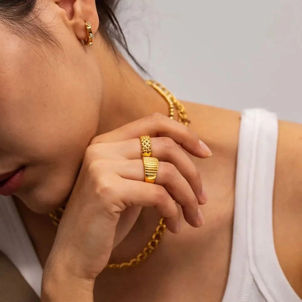 E2168 New Arrival 18K Gold Stainless Steel Metal Geometric Stone Earrings for Girls Women