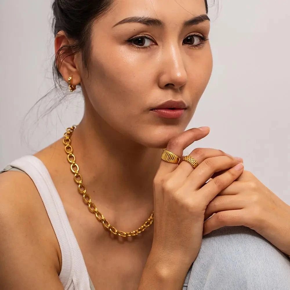 E2168 New Arrival 18K Gold Stainless Steel Metal Geometric Stone Earrings for Girls Women