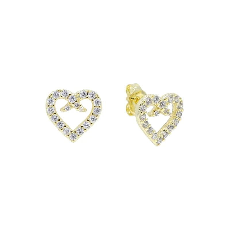 E217-G-earring 18K Gold Plated Charm Fashion Women Jewelry Set Micro Pave 5A CZ Diamond Hallow Heart Shape Necklace Bracelet Ring Earring