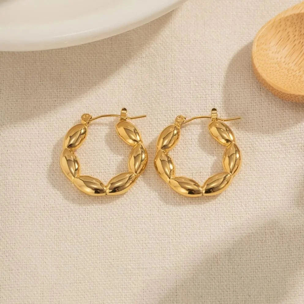 E2179 E2179 INS 18K Gold Plated Stainless Steel jewelry Gift CC Shaped Bead Chunky Earrings for Women