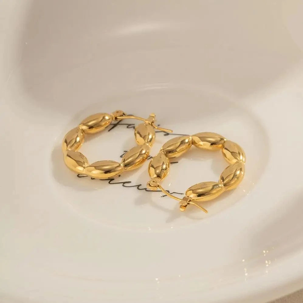 E2179 E2179 INS 18K Gold Plated Stainless Steel jewelry Gift CC Shaped Bead Chunky Earrings for Women