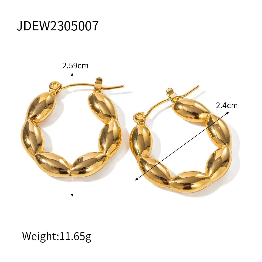 E2179 E2179 INS 18K Gold Plated Stainless Steel jewelry Gift CC Shaped Bead Chunky Earrings for Women